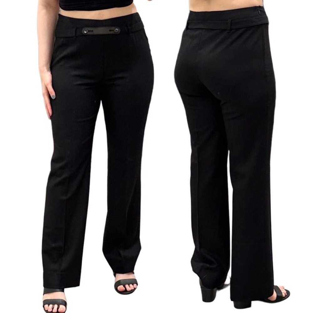 Akris Punto High-Rise Straight Leg Belted Wool Trouser Pants in Black Size 8